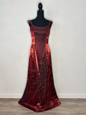 Vintage Bella Formals by Venus red beaded gown